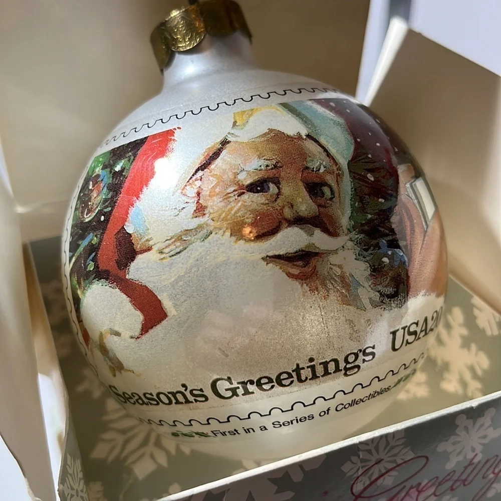 Stamp Design Season’s Greetings 1983 Collectors Edition Glass Ball Ornament USPS
